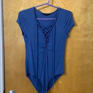 Powder blue tie-up bodysuit